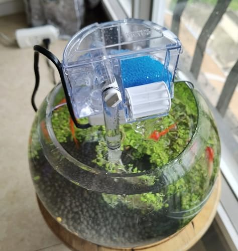 Circular Fish Tank Filter, Aquarium Hang on Filter, Small Fish Tank with Biochemical Sponge, Suitable for a Circular Tank with a Diameter of 3.54″ - 5.35″ - size: Small