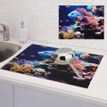 Dish Drying Mat for Kitchen Counter Super Absorbent Microfiber Kitchen Drying Mat Coral Reef Fish Aquarium Non-slip Drainer Mats Extra Large Dish Rack Pad Kitchen Accessories 18"x24"