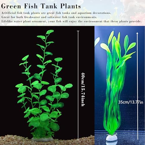 Aquarium Artificial Plants 2 Pack – Tall Realistic Fish Tank Plants Decor with Stable Base, Safe Soft Leaves for Betta, Guppy, Shrimp & Tropical Fish, Natural Aquascape Decoration for Aquarium