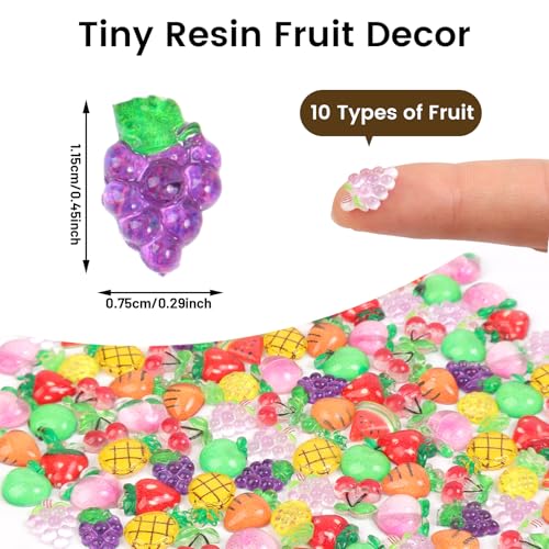 200pcs Mini Fruit Decor Resin Tiny Fruits for Crafts Dollhouse Miniatures Mini Resin Things for Fairy Garden Micro Landscaping Decoration Home Decor, 10 Types(Fruits) - color: 200pcs Tiny Resin Fruits
