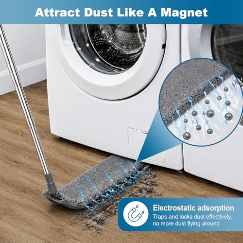 Microfiber Feather Duster, Duster with Extension Pole 30-100 Inches,Ceiling Fan Cleaner Duster Retractable Gap Dust Brush Cleaner for Cleaning Cobweb,High Ceiling,Blinds, (Dark Gray)
