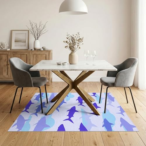 5'x7' Washable Modern Shark Area Rug, Blue Flatwoven Floor Covering Non-Slip Chair-Friendly Carpet for Dining Room, Under Table, Home Office | Ref:2069997 - color: Blue/Pattern 1, size: 5' x 7' (Rectangular)