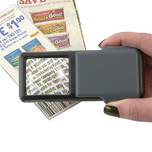 Carson 5x MiniBrite LED Lighted Slide-Out Aspheric Magnifier with Protective Sleeve - Set of 4 (PO-55MU),Gray - size: Pack of 4