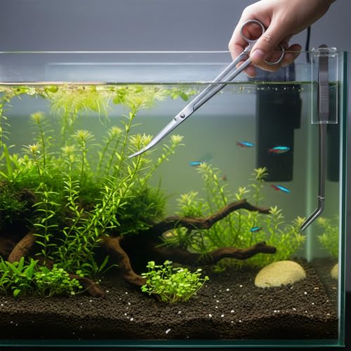 3Pcs Aquascaping Tools, Stainless Steel Aquarium Plant Tools with Straight & Curved Tweezers and Curved Scissors for Aquatic Plant Care & Tank Maintenance - Aquascape