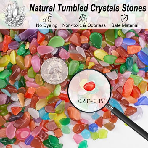 0.5 Lb/230g Multicolor Cat Eye Stones Pebbles Polished Aquarium Rocks Gravel, 7-9mm Natural Gemstones Tumbled Chips Bulk for Aquarium, Vase Fillers, Succulent Plants Decor - color: Cat Eye, size: 0.5 LB