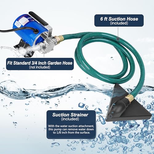 Water Pump Water Transfer Pump, 115V 1/10HP 330GPH Water Hose Pump, with Suction Hose Kit.