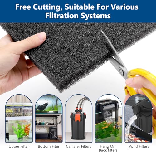 hygger Aquarium Sponge Filter Pad, Filter Media Foam Sponges, Cut-to-Size Open Cell Foam Sheet for Fish Tanks and Ponds, S (4 Pack 5.9 * 3.9 * 1 inch) - size: 5.9*3.9*1 inch/4pcs