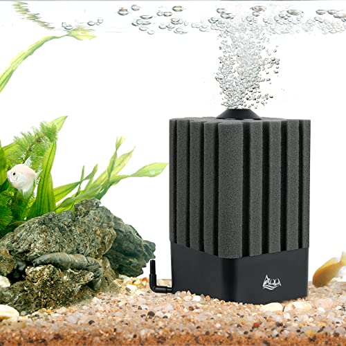 AQQA Aquarium Sponge Filter Submersible Fish Tank Filter Ultra Quiet Aeration Bio Sponge Corner Filter for Breeding Fry Betta Shrimp Fish Tank (Small for 5-20 Gallon) - size: Small