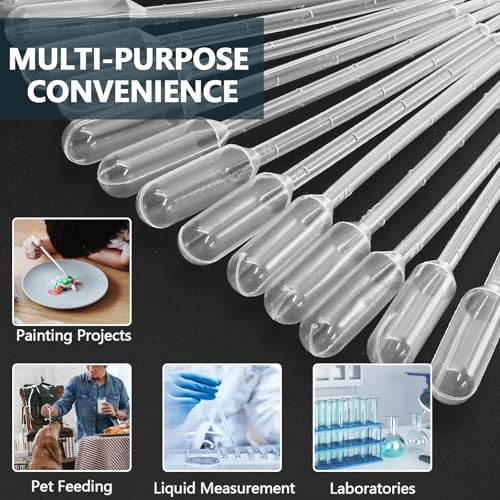 120Pcs Plastic Transfer Pipettes 1ml Dropper for Oil, Disposable Dropper Pipettes Eyedropper Water Droppers Pipette for Craft Lab Resin Paint - size: 1ml
