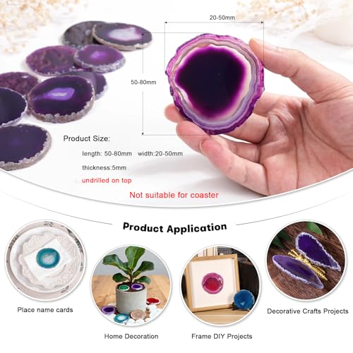 rockcloud 10 Pcs Agate Light Table Slices, Healing Crystals Geode Stones,Irregular Home Decoration Jewelry Making,Black