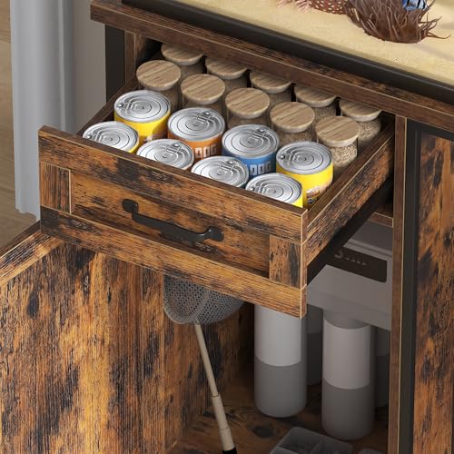 kepptory 55-75 Gallon Fish Tank Stand with Dog Crate, Multifunctional Aquarium Stand with Cabinet and Power Outlets for Larger Aquariums and Versatile Use (Brown) - color: Brown, size: 48.8"L x 19.7"W x 32.7"H