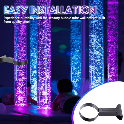 4 Pcs Sensory Bubble Tube Wall Bracket Extending 11 cm Diameter Wall Mounted Bubble Light Holder Water Floor Lamp Holder to Prevent Spillages and Keep Fish Aquarium Tank Stand Safe (Black) - color: Black