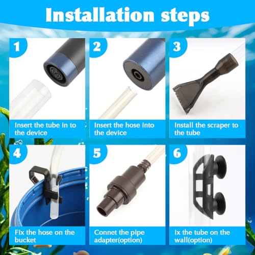Aquarium Siphon Gravel Cleaner, Fish Tank Vacuum Cleaning Kit, Manual Water Changer Pump for Aquarium and Turtle Tanks, Gravel Vacuum Sand Washer for Removing Waste and Debris(COLOR:Black+Transparent)