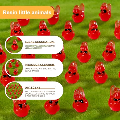 60 pcs Mini Resin Bird Many Styles Variety Tiny Luminous Animals Figures Miniature Little Small Animal Figurines Bulk for Micro Fairy Garden Landscape Accessories Hide Crafts Decor Aquarium - color: Bird-60p