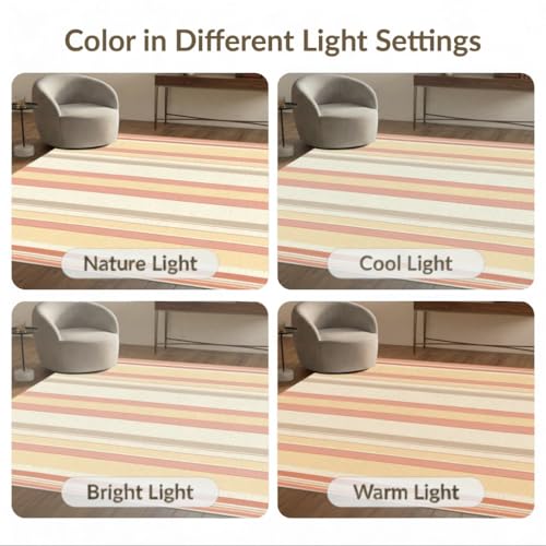 8'x10' Washable Flatwoven Rug, Beige Modern Stripe Stain Resistant Extra Large Carpet for Dining Room, Large Office, Lounge, Non-Slip Chair-Friendly Mat | Ref:1993949 - color: Beige/Pattern 23, size: 8' x 10' (Rectangular)