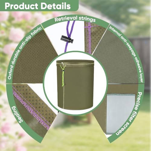 Tamotato 5-Gallon Filter Bags（6-Pack with Anti-Slip Grip Buckets - Reusable All-Mesh Storage Bags with Top Opening for Hydroponics, Gardening, Brewing - Enhanced Non-Slip Dots for Secure Hold