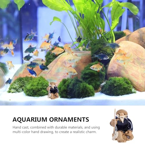MERRYHAPY 2Pcs Fishing Bonsai Ceramic Fisherman Ornaments Aquarium Decorative Figurines Blue-Clothed Miniature Models for Freshwater Tank Landscaping Fish Tank Accessories