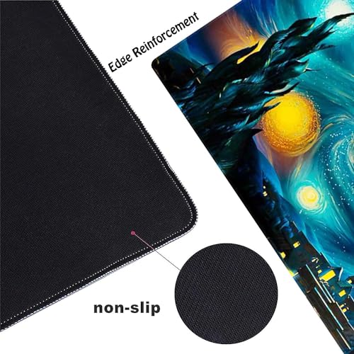 Van Gogh Style Watercolor Customized Large Extended Gaming Mouse Pad with Stitched Edges and Non-Slip Rubber Base,Suitable for Office and Home Use,31.5x15.7 Inches - color: Van Gogh Style Watercolor Painting