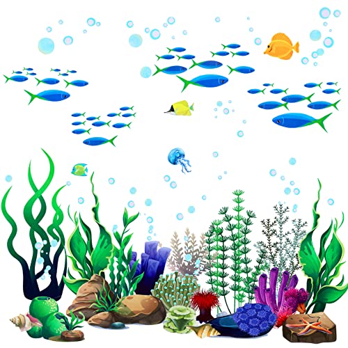 Zonon Under The Sea Wall Decals Coral Reef and Seaweed, Ocean Wall Decals Stickers, Undersea Decor Stickers, Underwater Sea Stickers for Nursery Living Room Office(Classic Style) - style: Classic