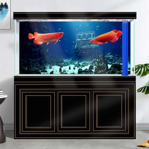 30X12IN Natural Underwater Aquarium Background, Pictures 3D Fish Reef Fish Tank Decoration Background, with 8 EVA Double-Sided Tape - color: Ocean, size: 30X12in/75X30cm