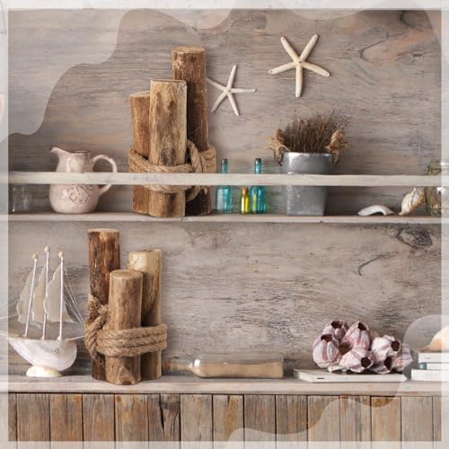 Threehoney Brown 3 Pcs Driftwood Decor Rustic Table Sign Beach Driftwood Piling Farmhouse Coastal Nautical Centerpieces Tables Coastal Decor for Fish Tanks Summer Christmas Kitchen Dining Decoration - color: Brown