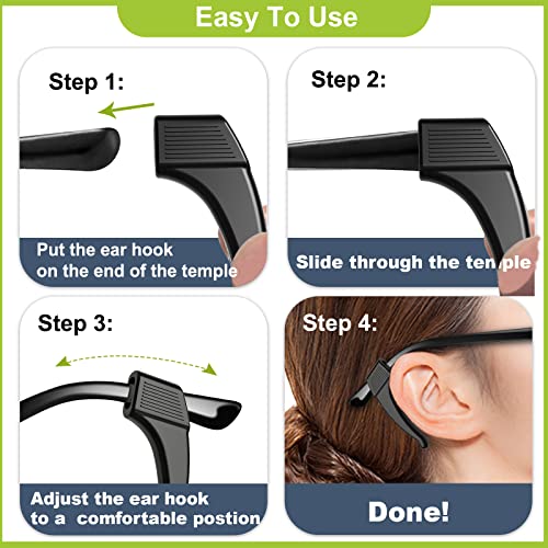 SMARTTOP 20 Pairs Anti-Slip Eyeglass Ear Grips Hook Comfortable Silicone Elastic Eyeglasses Temple Tips Sleeve Retainer-For Eyewear Sunglasses Spectacles Glasses,Sports Eyeglasses - color: Black