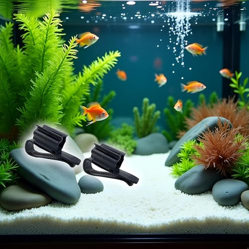 2Pcs Fish for Tank Mounting Clip Water Pipe Hose Holder Multifunction Adjustable Clamp for 0.31""-0.62"" Dia Tub Aquarium Tube Holder, Aquarium Air Pump Accessories Aquarium Pumps and Filters (Black)
