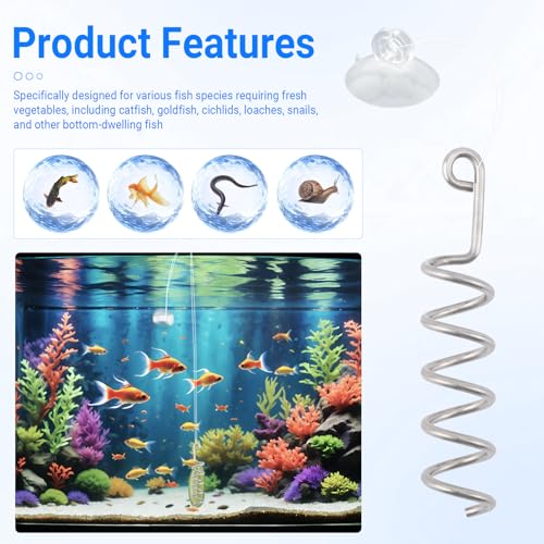 Hanging Fish Tank Vegetarian Feeder for Plecos – 2 Pack | For Goldfish, Snails, Cichlids & Bottom Feeders, Holds Cucumber, Zucchini, Pumpkin, Freshwater & Saltwater Safe