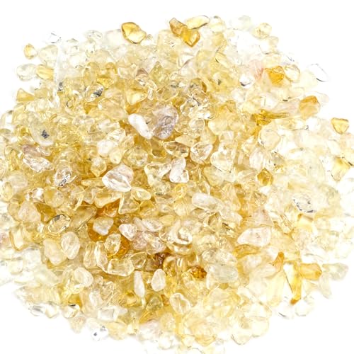 Cherry Tree Collection 1/2 Pound Polished Tumbled Gemstone Chips, Pebbles, Crystal Chips Bulk for Jewelry Making, Healing, Plants, Succulents, Aquariums, Decoration, Chakra (Citrine) - color: Citrine