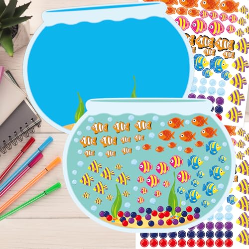 Fancy Land 16 Make Your Own Fish Tank Stickers with Cardboard Backgrounds 14.2 X 11 Inch Summer School Kids Classroom Project Party Activities Graduation End of Year