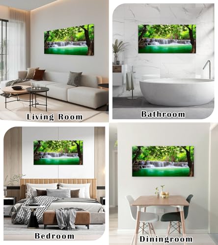 Cao Gen Decor Art-S01498 1 Panels all Art Tropical Beautiful Waterfall Prints Light Green Forest Natural Landscape Picture Canvas Paintings Creek Scenery Spring for Home Wall Decor Artwork - color: waterfall-A, size: 71L" x 36W"