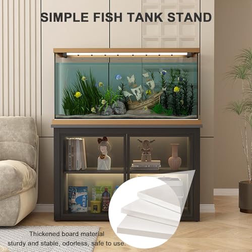 20 - 50 Gallon Fish Tank Stand, Metal Frame Aquarium Stand with Cabinet for Accessories Storage, Reptile Turtle Tank Stand for Home Office White + White + Black 100x40×80cm - color: White + White + Black, size: 100x40×80cm