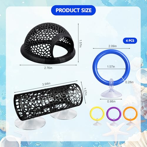 6-Piece Betta Hammock, Betta Resting Spot, Including Circular hammocks, Tunnels and Rings, Set Creating Resting Spots and Hiding Spaces for Fish