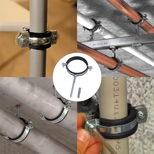 4 PCS Split Ring Pipe Hanger, Heavy Duty Adjustable Pipe Bracket Clamp with Screw & Expansion Tube, Wall Ceiling Mount Galvanized Iron Pipe Strap Supports Fit for Pipe OD 1.9-2 Inch(47-51mm) - size: Fit For Pipe OD 1.9-2 inch (47-51mm)