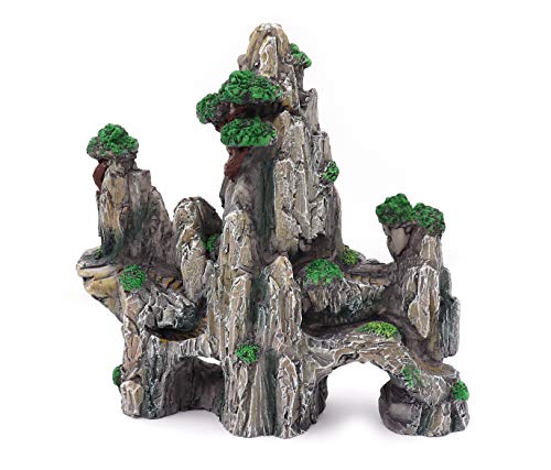 Aquarium Decoration Mountain View, Rockery Landscape Rock Hiding Cave Stone Resin Ornament
