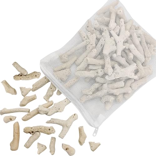 1.1lb/500g Crushed Coral for Aquarium Reusable Crushed Coral for Freshwater Aquarium with Mesh Bag Fish Tank Filter Media to Raise pH Filter Media