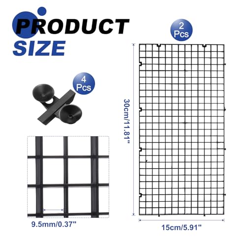 uxcell 2Pcs Aquarium Fish Tank Divider, 12x6 Inch Plastic Egg Crate Light Diffuser Grid Filter Bottom Partition Separator with Sucker Clips and Suction Cups for Aquarium, Black - color: Black, size: 12x6 Inch