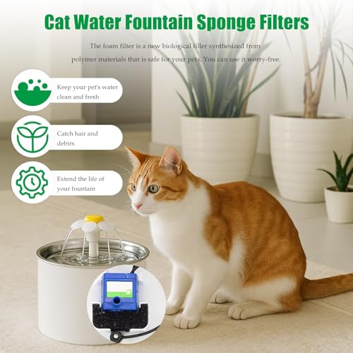 12-Pack Cat Water Fountain Sponge Filters, Pre-Filter Sponges, Pet Fountain Filter Replacement
