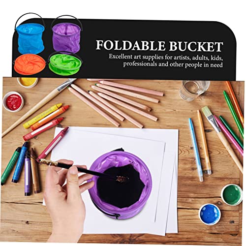4Pcs Foldable Brush Washing Buckets Portable Collapsible Water Containers for Painting Fishing Outdoor Use Space Saving PVC Small Buckets Random Color