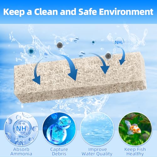 AQUANEAT 12-Pack Replacement Ammonia Reducer Pads Compatible with Aqueon QuietFlow 20 and 75 LED PRO Aquarium Power Filter