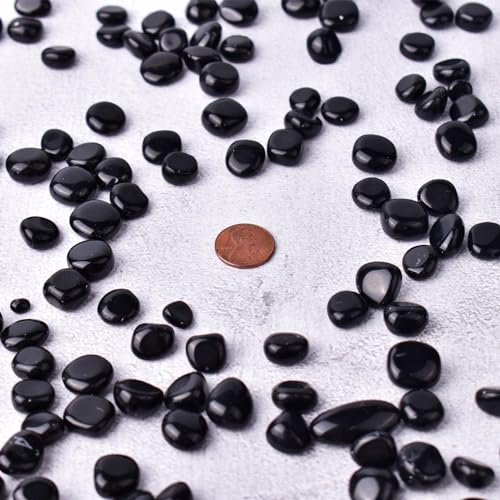 Polished Obsidian Crystals - 72 pcs, 0.5" Handpicked Tumbled Gemstones Rocks, Pebbles for Reiki, Chakra, Healing, Home Decor - color: Obsidian, size: 0.5"