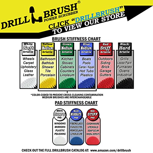 Nylon Drill Brush Attachments for Cleaning Car Accessories, Carpet, Truck Interior, Fabric, Wheel, Rim, Glass, Bath, Tub, Shower, Tile, Grout, Boat Hull, Seats - Drill Brush for Car Detailing Supplies - color: White, Blue, Red