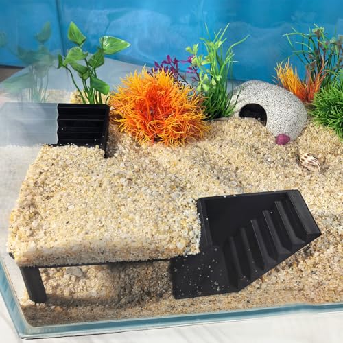 Aquarium Undergravel Fish Tunnel Hide Cave Corner Fishes Tank Decorations Under Gravel Viewing Tunnel Fish Cave for Aquarium Hideout (Black,Style 3) - color: Black, style: Style 3