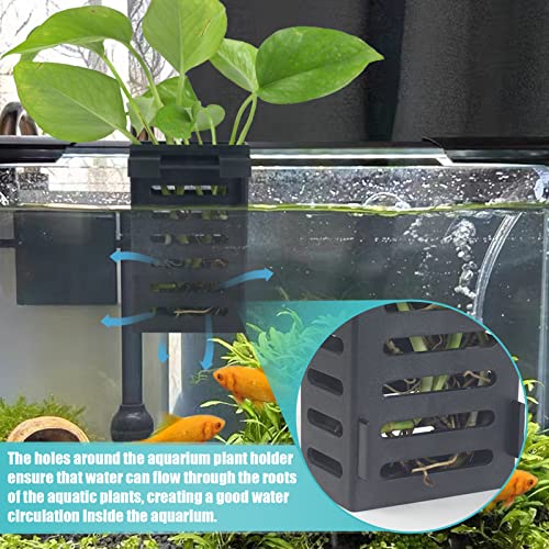 4 Pcs Aquarium Plant Holder, Fish Tank Plant Holder with Hooks and Suction Cups, Aquarium Planter Cups for Emersed Plants, Suitable for Aquatic Plant Cultivation and Water Feature Decoration. - color: 4 PCS Black_Hook+Suction cup