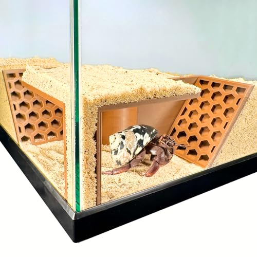 Hermit Crab Underground Tunnel Cave Corner | Hermit Crab Climbing Tank Decor Hide Hideout | Enrichment Habitat Hideaway Decoration Accessories Supplies Toys Ornaments - color: Earth Brown