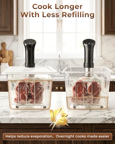 EVERIE 12 Quart Sous Vide Container with Collapsible Hinged Lid + Wobble-Free Stainless Steel Rack Divider + Insulating Neoprene Sleeve — NSF Approved Container, BPA-Free Lid, Fits Anova & Instant Pot - color: Container with lid and rack and sleeve
