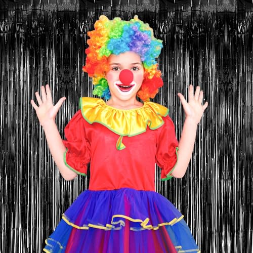 3 Pack Black Fringe Backdrop Streamers Halloween Party Decorations Black Tinsel Foil Curtains Photo Booth Backdrop Birthday Wednesday Twilight Graduation Wizard Party Decorations Supplies - color: Black