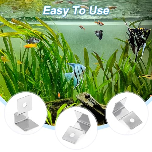 4 Pcs Aquarium Lid Clips, 12mm Aquarium Cover Support Clamps, Aquarium Cover Holder Lid, Stainless Steel Aquarium Tank Cover Clamps Set, Silver Tone