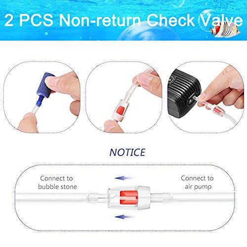 7 Feet Clear Airline Tubing Hose Standard ID 3/16" Aquarium Air Pump Accessories Grey Air Stone Cylinder Check Valves Suction Cup and Connectors for Nano Air Pumps Small Buckets and Fish Tank