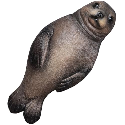 1 Piece Resin Floating Seal Statue, Simulated Realistic Animal Sculpture Figurine, Floating Sea Lion Ornament for Pool, Pond, Aquarium, Fish Tank & Home Garden Decoration (Brown) - color: Brown